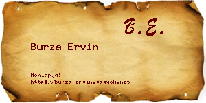 Burza Ervin névjegykártya